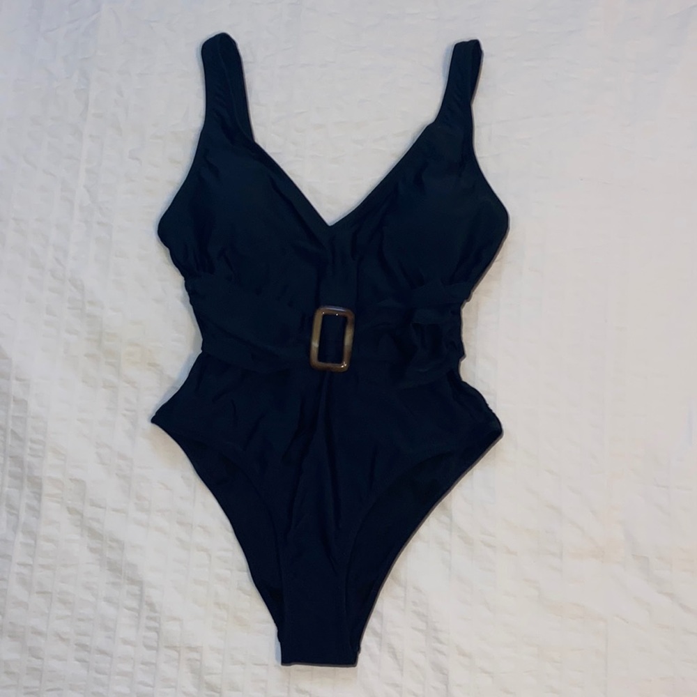 Amazon Shekini Womens Deep V Neck Belt Bathing Suit Low Back High Cut One Piece